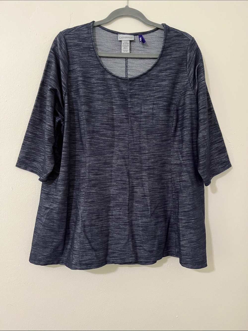 Catherines 1XWP Plus Petites Navy Heather knit Top